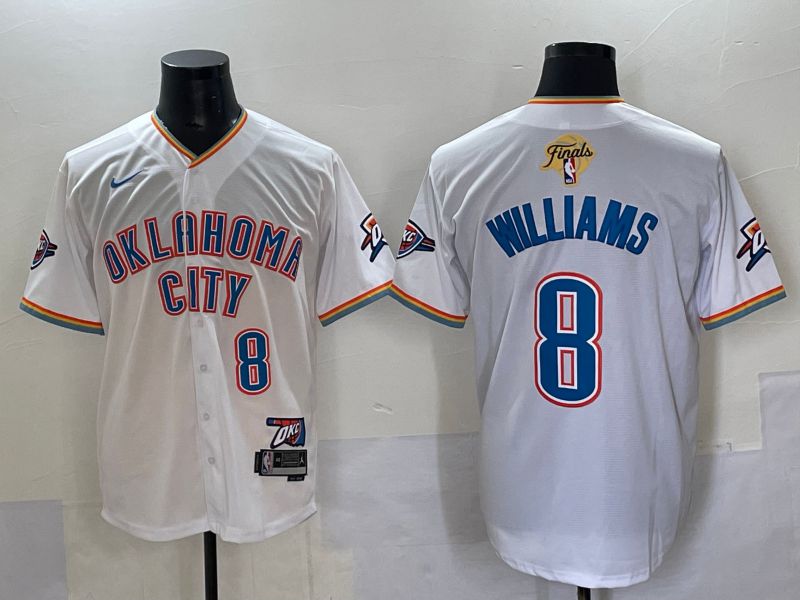 Men 2025 Oklahoma City Thunder #8 Williams White Nike Joint Name NBA Jersey style 42->oklahoma city thunder->NBA Jersey